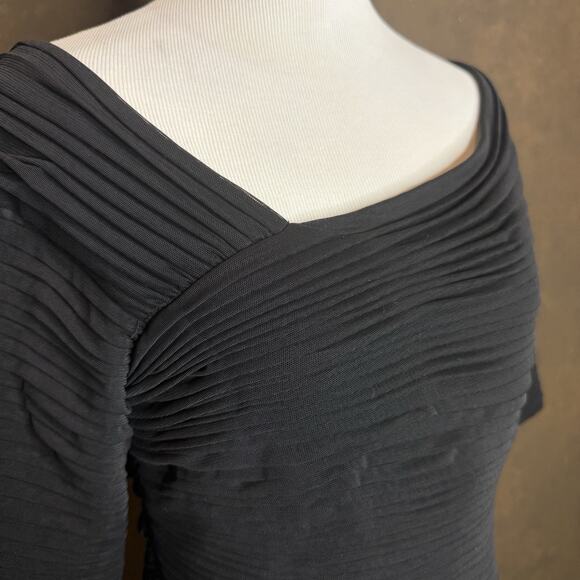 Tadashi Shoji Black Dorsey Draped Cocktail Dress Size S Elegant Evening - Picture 5 of 8